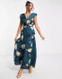 Фото #1 товара Liquorish plunge front maxi dress in teal floral print