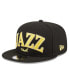 Фото #4 товара Men's Black Utah Jazz Golden Tall Text 9FIFTY Snapback Hat