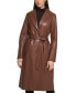 Фото #8 товара Women's Faux-Fur-Trim Faux-Leather Coat