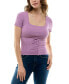 ფოტო #1 პროდუქტის Juniors' Square-Neck Short-Sleeve Pointelle Sweater