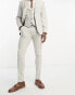 Фото #1 товара ASOS DESIGN skinny wool mix suit trousers in herringbone in grey