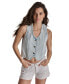 ფოტო #1 პროდუქტის DKNY Women's Denim Cropped Notched-Hem Vest