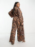 Фото #2 товара Never Fully Dressed Plus wide leg jumpsuit in leopard print