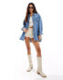 Vero Moda oversized denim shacket in medium blue