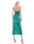 ASOS DESIGN Tall scuba wrap around halter neck midi dress in green