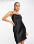 Фото #3 товара & Other Stories satin slip mini dress in black