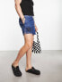 Фото #2 товара ASOS DESIGN pull on shorter length denim shorts in mid wash blue