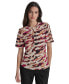 ფოტო #1 პროდუქტის Women's Printed Balloon-Sleeve Twist-Neck Top