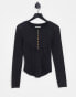 Фото #2 товара Free People mareera henley long sleeve top in acid black