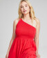 ფოტო #4 პროდუქტის Women's Cotton One-Shoulder Smocked Maxi Dress, Created for Macy's