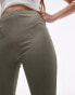 Фото #3 товара Topshop skinny rib flared trouser in khaki