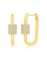 ფოტო #1 პროდუქტის Sterling Silver or Gold Plated Over Sterling Silver CZ Oval Carabiner Paperclip Earrings