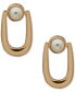ფოტო #1 პროდუქტის Gold-Tone Link & Imitation Pearl Open Stud Earrings
