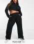 Фото #1 товара Yours pleated wide leg tailored trouser in black