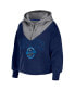 Фото #3 товара Women's Navy Dallas Mavericks Pieced Quarter-Zip Hoodie Jacket