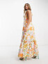 Фото #2 товара Повседневное платье ASOS DESIGN - Макси-платье с легкими складками, кружевными вставками и ретро-цветочным рисунком
