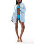 Фото #2 товара ASOS DESIGN crinkle beach shirt cover-up in light blue