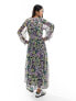 Фото #5 товара Mango floral print gathered neck dress in light purple