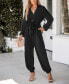 Фото #3 товара Women's Midnight Belted Jogger Jumpsuits