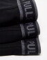 Pull&Bear 3 pack contrast grey waistband boxers in black