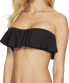 LSpace Womens 188431 Lynn Tube Ruffle Bikini Top Swimwear Black Size L