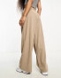 Фото #3 товара Vero Moda Petite jersey wide leg dad trousers in stone