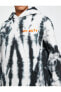 Basic Kapşonlu Sweatshirt Slogan Baskılı Soyut Desenli Cep Detaylı