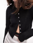 Topshop knitted micro cardi in black