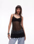 Topshop dobby lace cami top in black Черный, L - EU 44 - фото #1