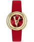 Women's Swiss Thea Red Leather Strap Watch 38mm