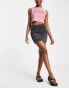 Фото #2 товара DTT Gabby high waisted denim skirt in washed black