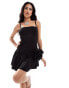 Фото #1 товара ASOS DESIGN dropped waist mini dress with square neck and oversized corsage in black