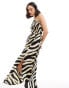 Фото #1 товара ASOS DESIGN shirred halter neck maxi dress in abstract print