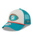 ფოტო #1 პროდუქტის Men's Stone/Aqua Miami Dolphins 2024 Sideline Historic 9FORTY A-Frame Trucker Adjustable Hat