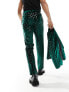 ASOS DESIGN skinny diamond sequin suit trouser in dark green