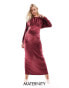 Фото #2 товара Flounce London Maternity satin maxi dress with kimono sleeve in port