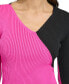 Фото #4 товара Women's Ribbed Colorblocked Asymmetrical Sweater