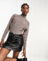 New Look high neck ribbed cropped jumper in mink Коричневый, S - EU 36-38 - фото #1