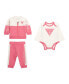 Baby Girl Long Sleeve Bodysuit, Long Sleeve Zip Top, and Pant Set