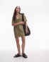 Фото #2 товара Topshop button down mini shirt dress in khaki