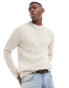 Jack & Jones chunky cable knitted jumper in cream