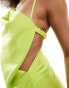 Фото #4 товара ASOS DESIGN satin asymmetric maxi dress with open back detail in lime green