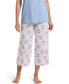 ფოტო #1 პროდუქტის Womens Plus Size Sleepwell Printed Knit Capri Pajama Pant made with Temperature Regulating Technology