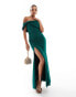 Фото #1 товара True Violet knot bardot maxi dress in forest green