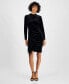 Фото #1 товара Petite Mock-Neck Long-Sleeve Velvet Bodycon Dress