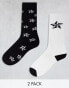 Фото #2 товара Threadbare Ski 2 pack printed star socks in monochrome