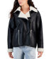 Juniors' Faux-Leather Long-Sleeve Jacket