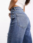 Фото #4 товара River Island Petite high waist straight leg jeans in mid blue wash