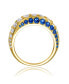 Sterling Silver 14K Gold Plated and Sapphire Cubic Zirconia Coctail Ring