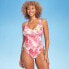 Women's Plunge Side-Tie One Piece Swimsuit - Shade & Shore Multi Floral Print L